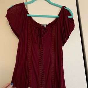 Maroon Blouse w/ fancy sleeves